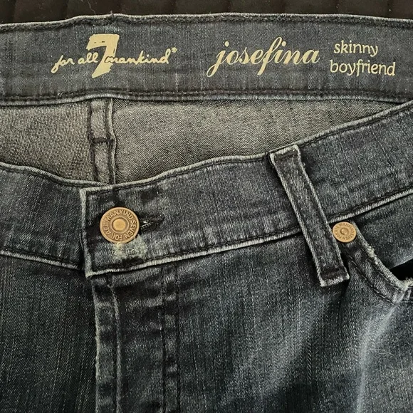 7 For All Mankind Josefina Skinny Boyfriend Jeans - Dark Blue - Picture 6 of 7